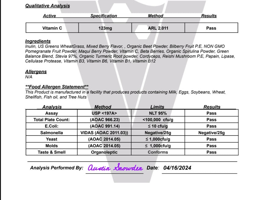 All - In/One Greens & Red SuperFood + Immune (Mixed Berry)