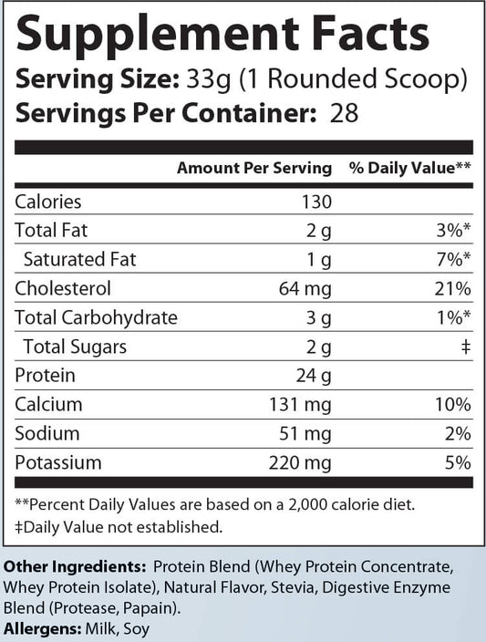 2lb Whey Armor Natural Protein Vanilla w/Stevia & Natural Flavor Non - GMO