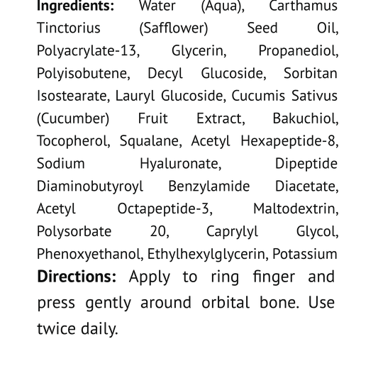 Firming Cucumber Eye Cream w/Bakuchiol, USA Made, Clean & Vegan