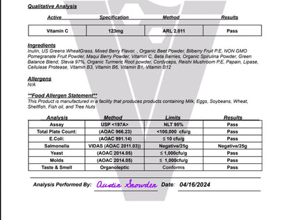 All - In/One Greens & Red SuperFood + Immune (Mixed Berry)