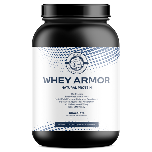 2lb Whey Armor Natural Protein Chocolate w/Stevia & Natural Flavor Non - GMO