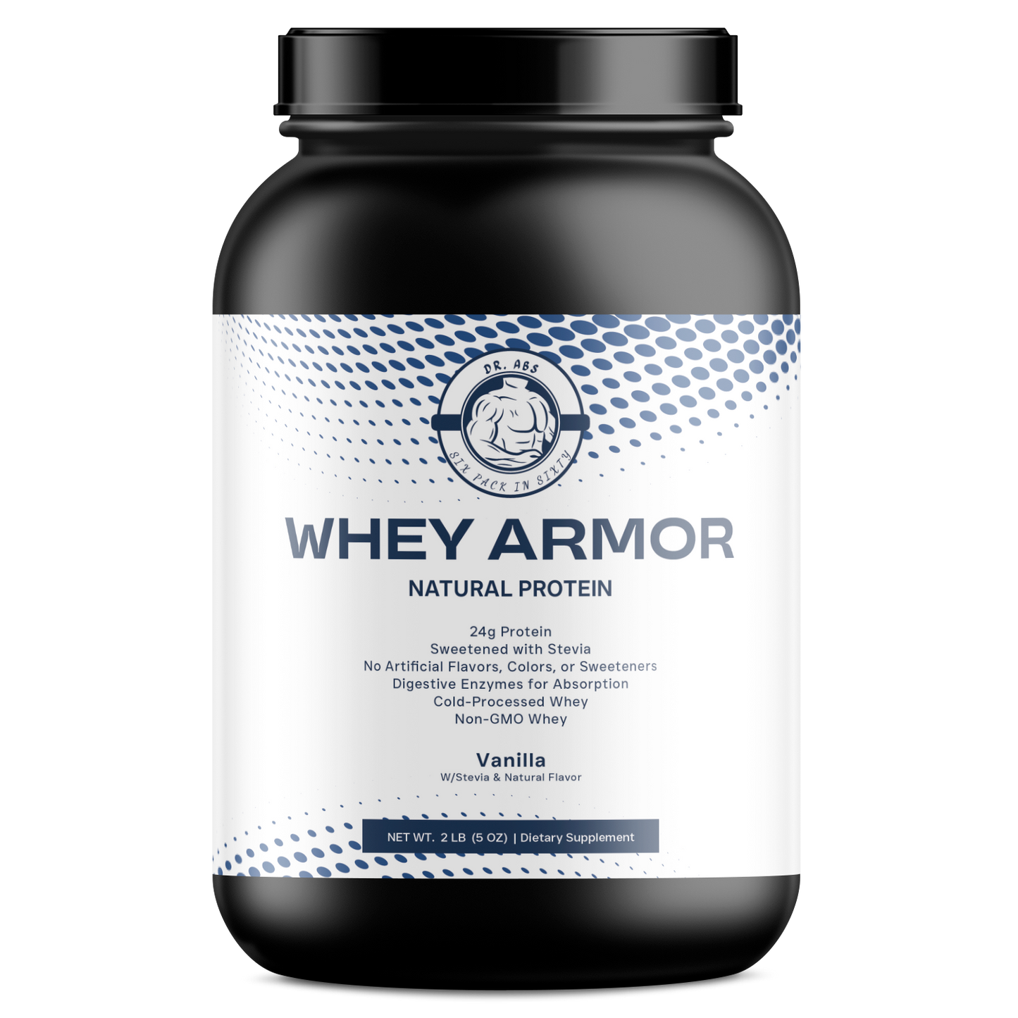 2lb Whey Armor Natural Protein Vanilla w/Stevia & Natural Flavor Non - GMO