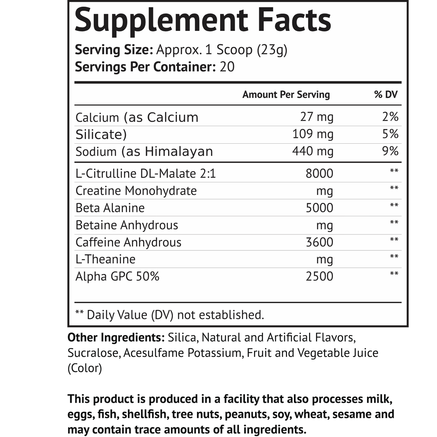Pre - Workout w/Creatine 5g (Grape Annihilator)