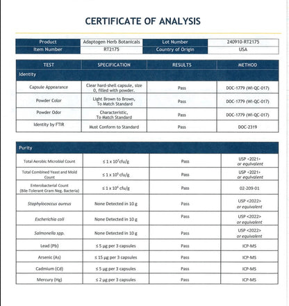 Premium Adaptogen Herb Botanicals
