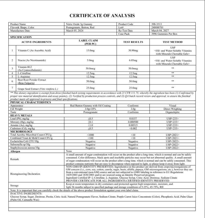 Premium Nitric Oxide Gummies